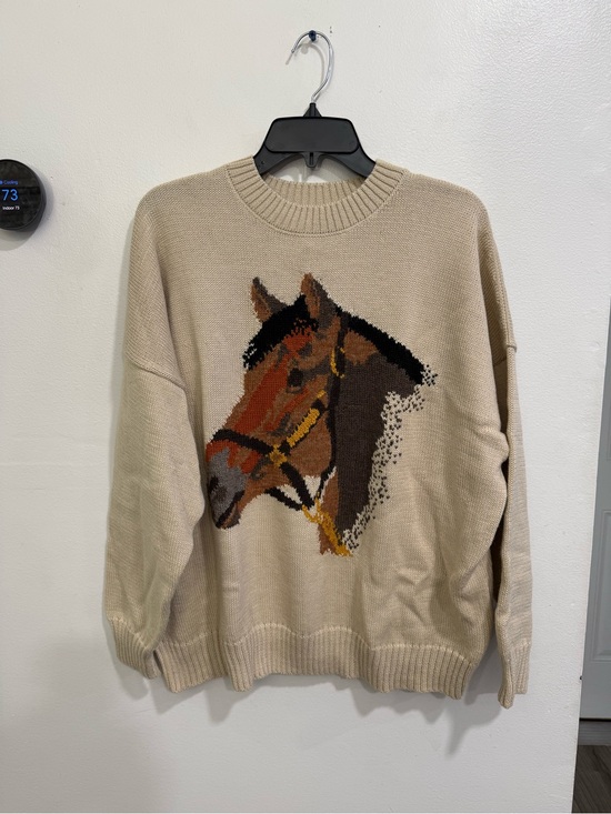 THE GREAT. Sweaters - NWOT The Great. Stable Pullover in Natural Alpaca Blend Horse Head Sweater Sz 3